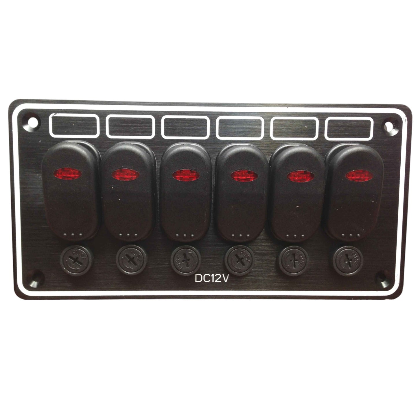 Pactrade Marine Boat 6 Gang Waterproof Horizontal Switch Panel Aluminum Plate 12VDC