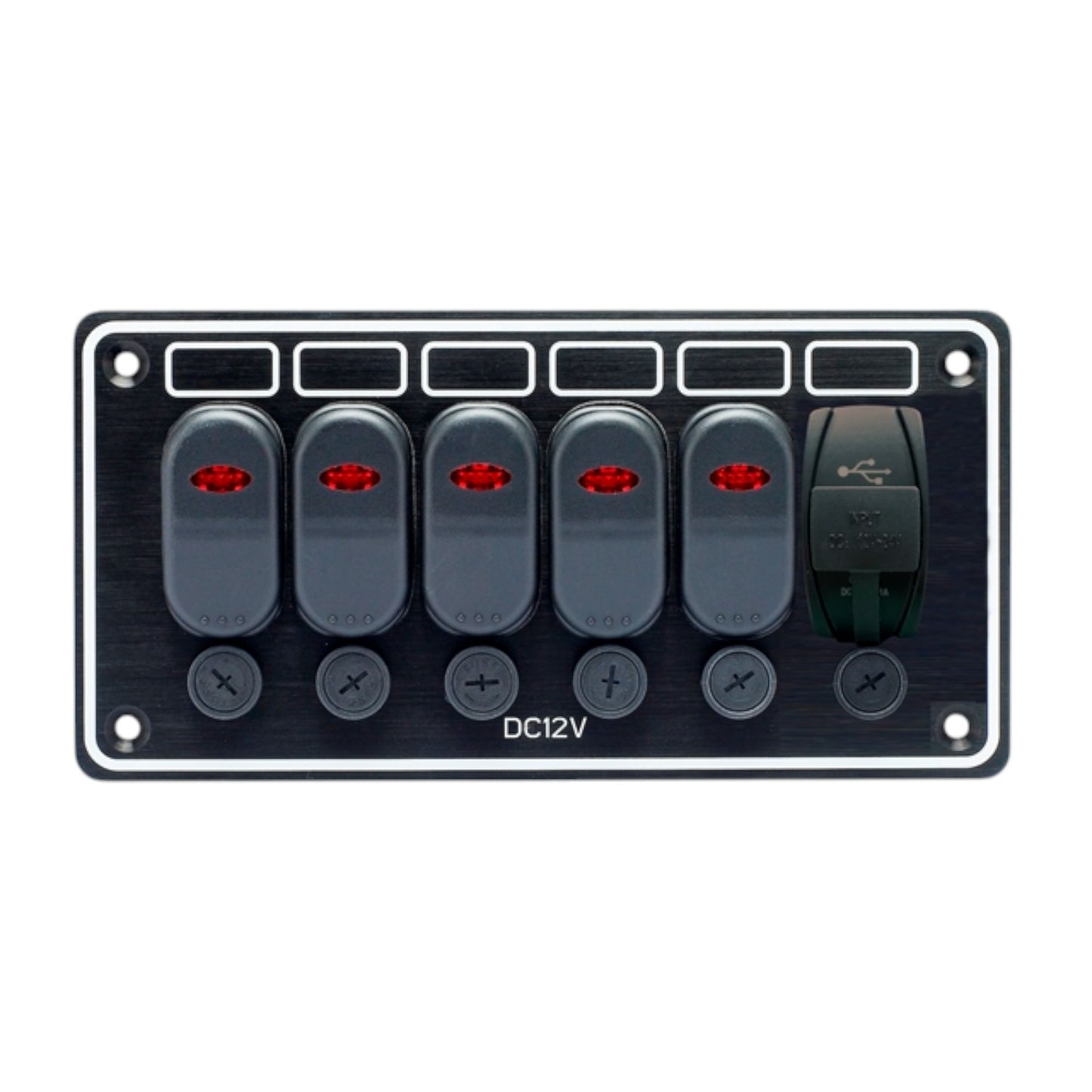 Pactrade Marine Boat Waterproof Black Aluminum Switch Panel USB Charger 3.5X7.5"