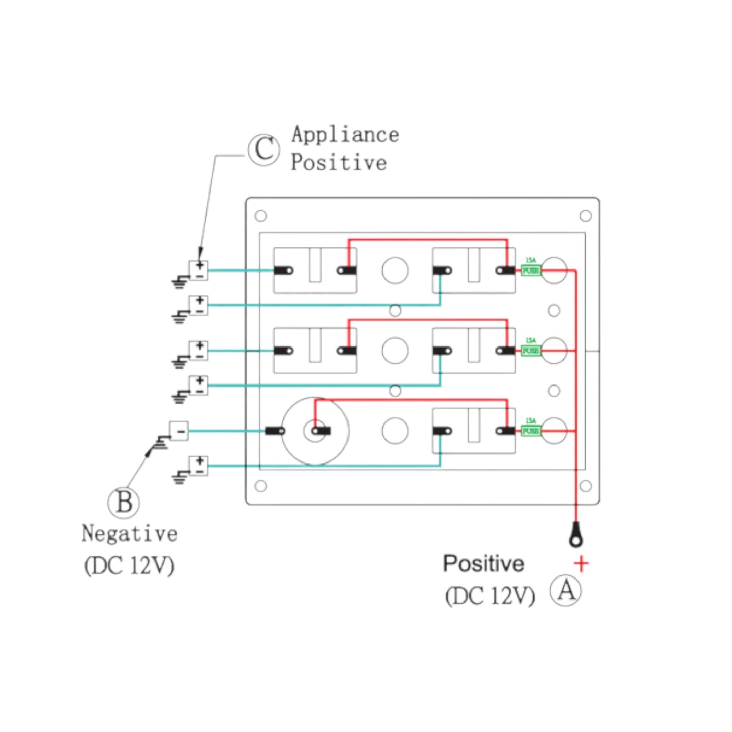 Pactrade Marine Boat 5 Way Switch Splashproof Panel ODM, Black