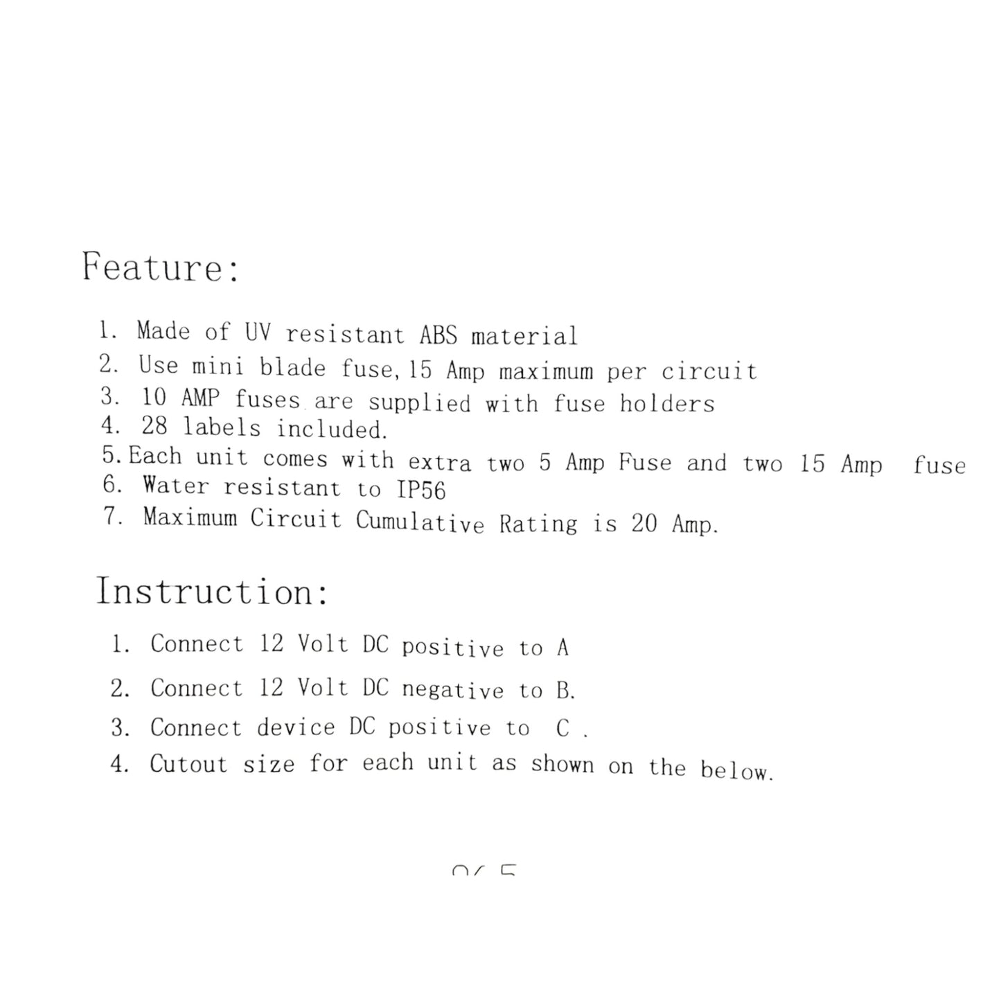 Pactrade Marine Boat 5 Gang Cigarette Socket Splashproof Switch Panel LED Indicator Light