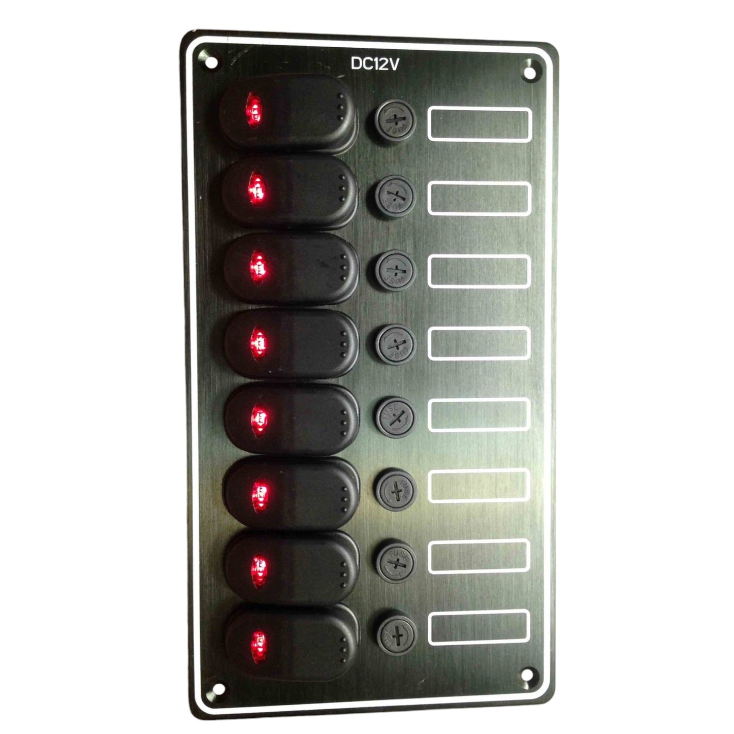 Pactrade Marine Boat 8 Gang Waterproof Vertical Switch Panel Aluminum Plate 12VDC