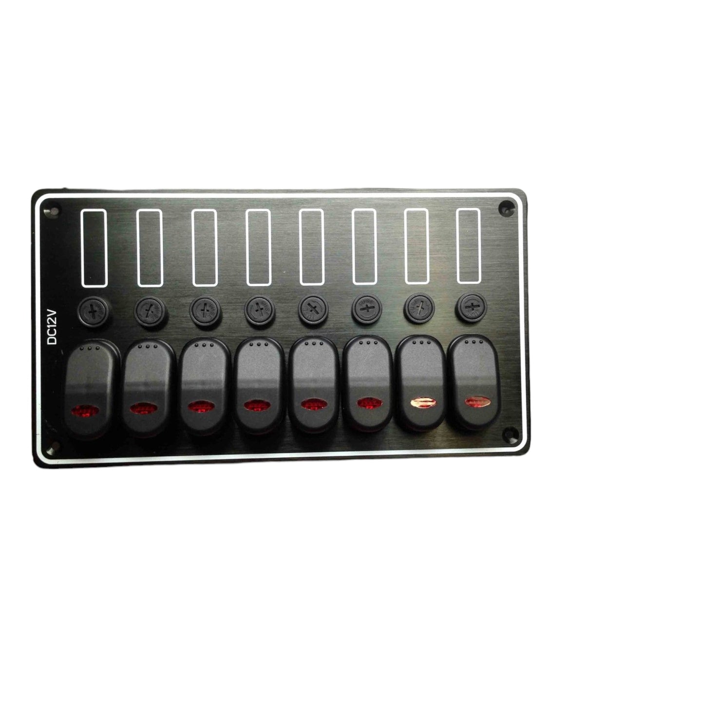 Pactrade Marine Boat 8 Gang Waterproof Vertical Switch Panel Aluminum Plate 12VDC