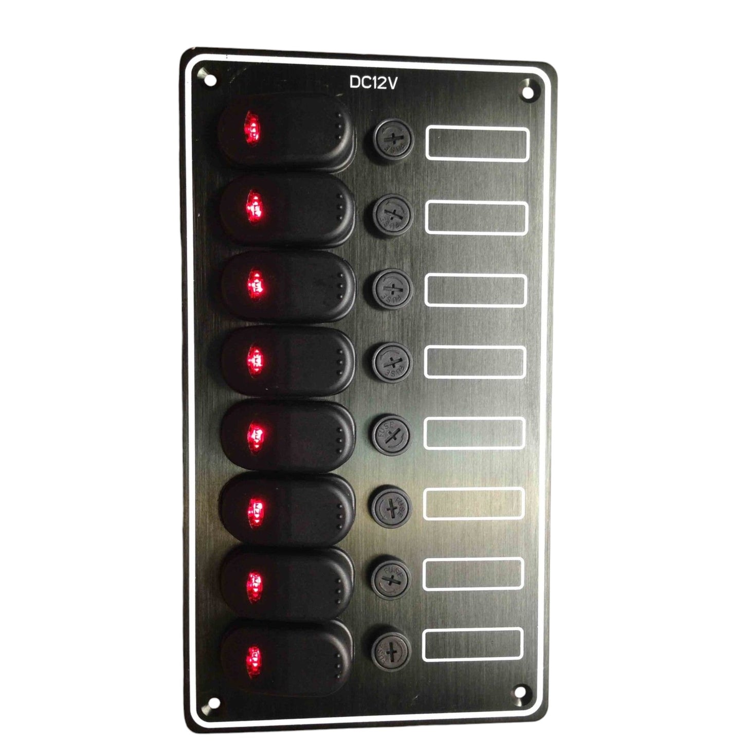 Pactrade Marine Boat 8 Gang Waterproof Vertical Switch Panel Aluminum Plate 12VDC