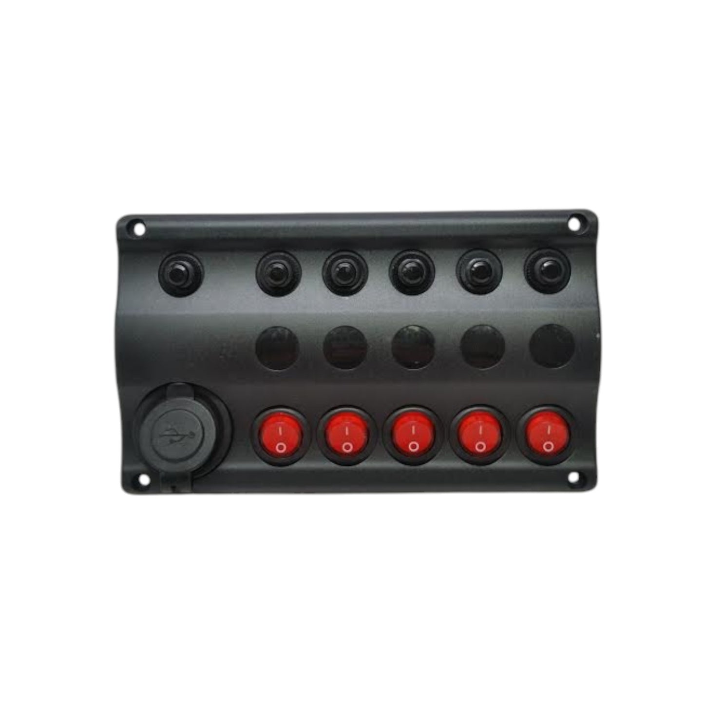 Pactrade Marine Black Switch Panel With USB Charger LED Indicator 7 X 3 3/4"