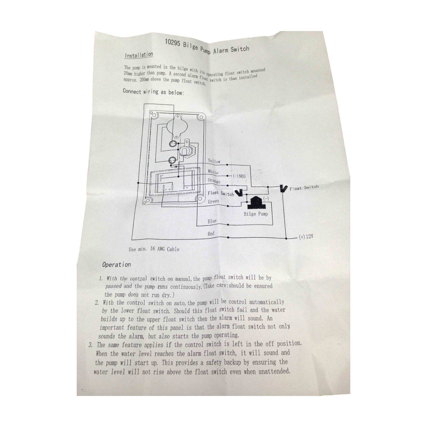 Pactrade Marine Boat Bilge Alarm and Pump Switch ABS Manual Automatic Off Spring Return