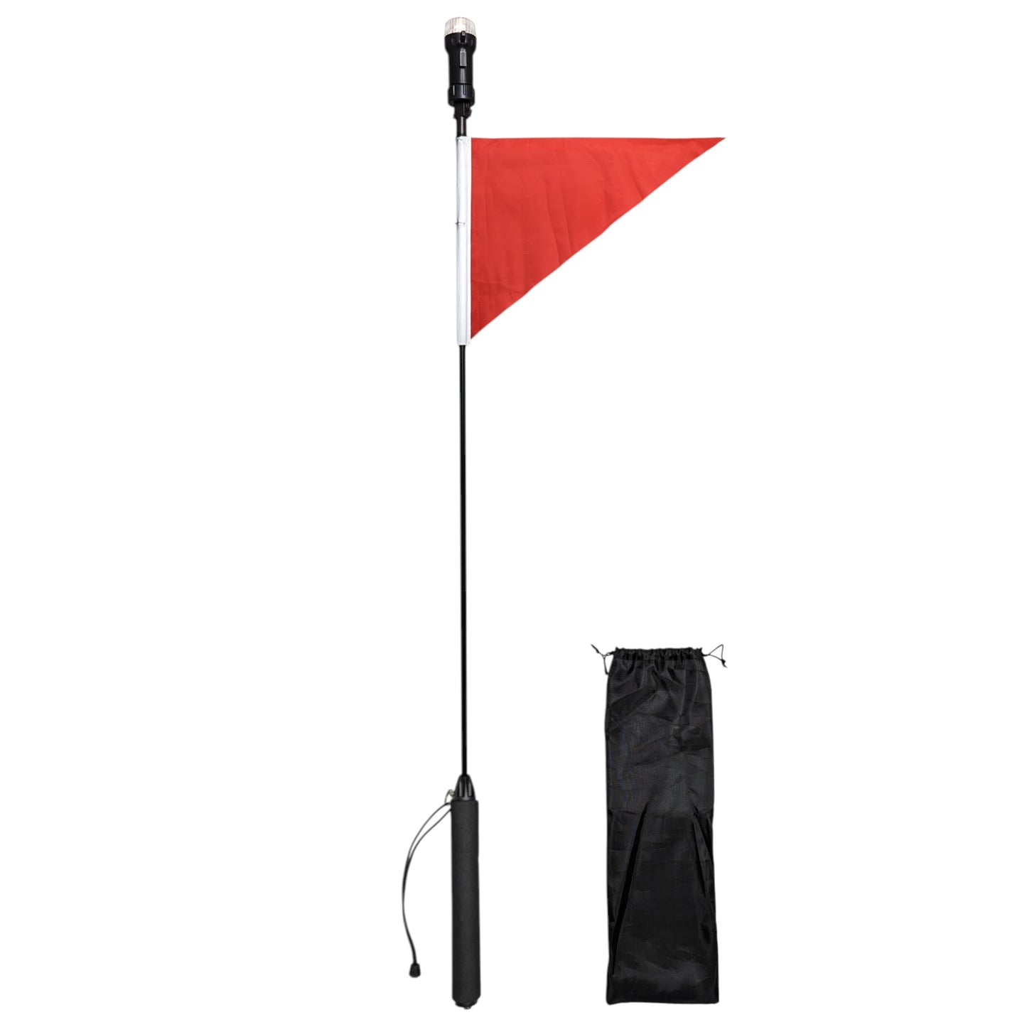 Pactrade Marine Portable Navigation Light & Flag Combo Kit for Kayak Fishing Boat with 4-Foot Foldable Pole, Red Triangle Flag, 100 Hour LED Battery Life Lightweight Visibility