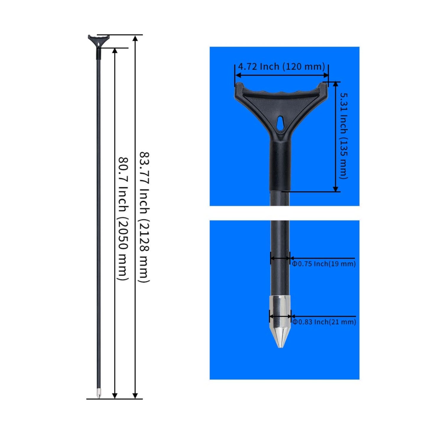 Pactrade Marine Push Pole for Boat - 7-Foot Heavy-Duty Steel Tip - Anchor Pole for Boat ing Kayaking Angling - Stand Assist, Stealth, Precision - Kayak Accessories