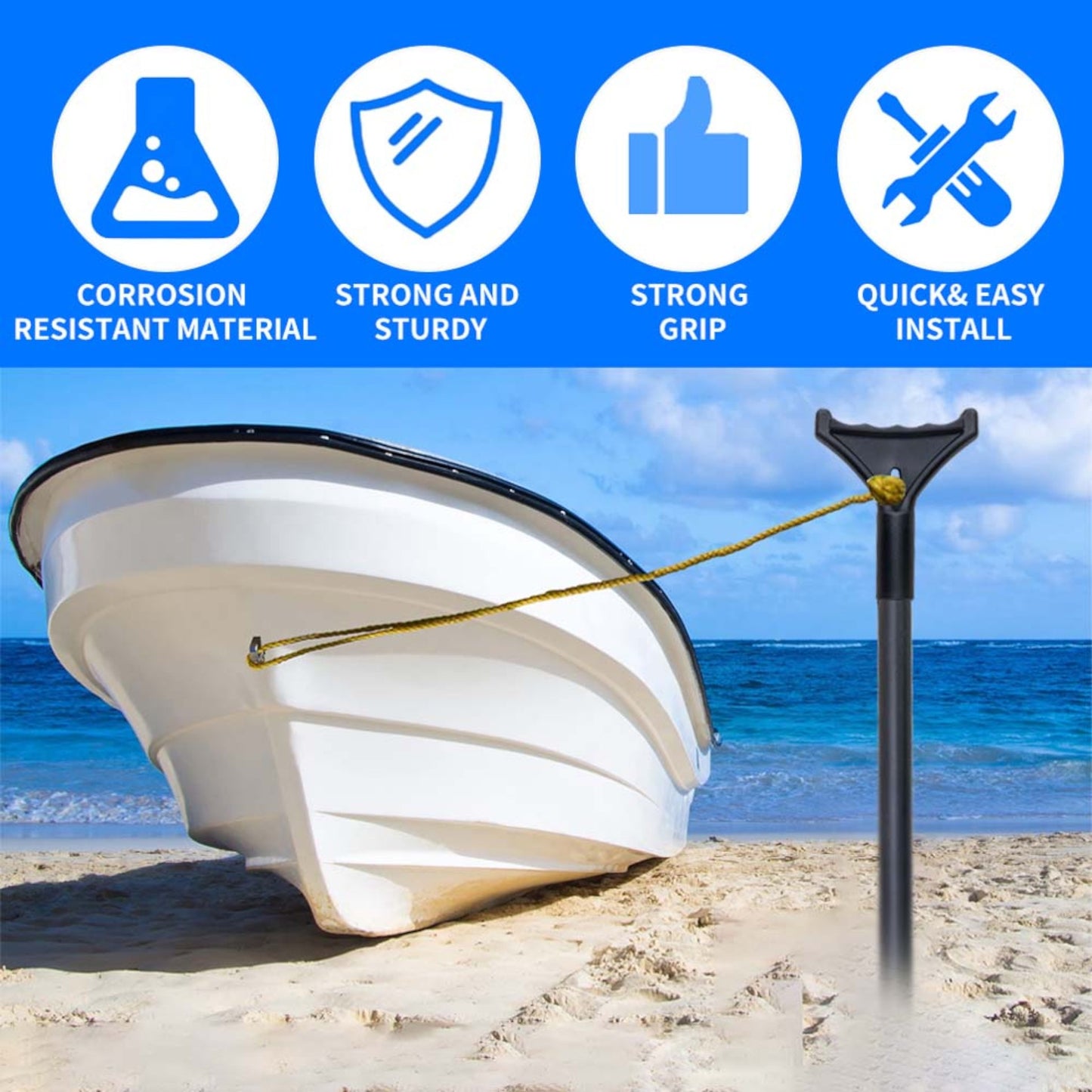 Pactrade Marine Push Pole for Boat - 7-Foot Heavy-Duty Steel Tip - Anchor Pole for Boat ing Kayaking Angling - Stand Assist, Stealth, Precision - Kayak Accessories