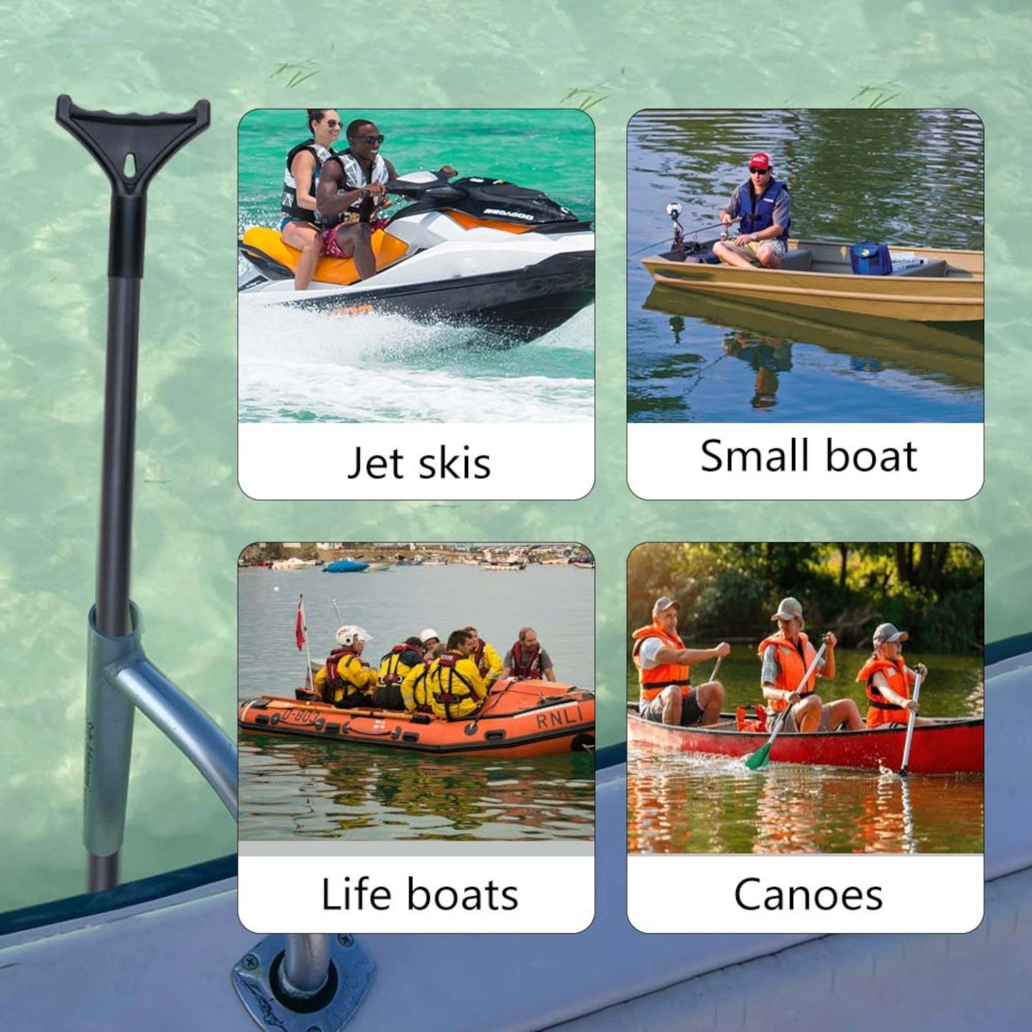 Pactrade Marine Push Pole for Boat - 7-Foot Heavy-Duty Steel Tip - Anchor Pole for Boat ing Kayaking Angling - Stand Assist, Stealth, Precision - Kayak Accessories