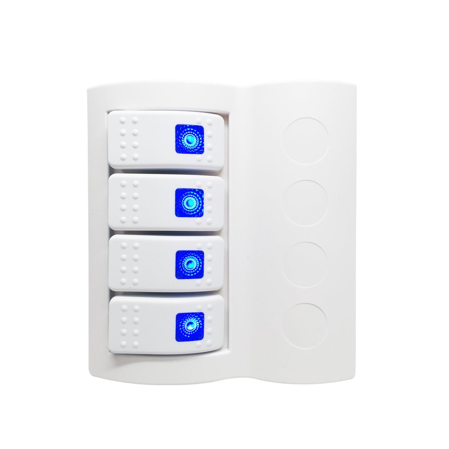 Pactrade Marine Boat Waterproof White Switch Panel 4 Gang Blue LED Rocker Circuit Breaker