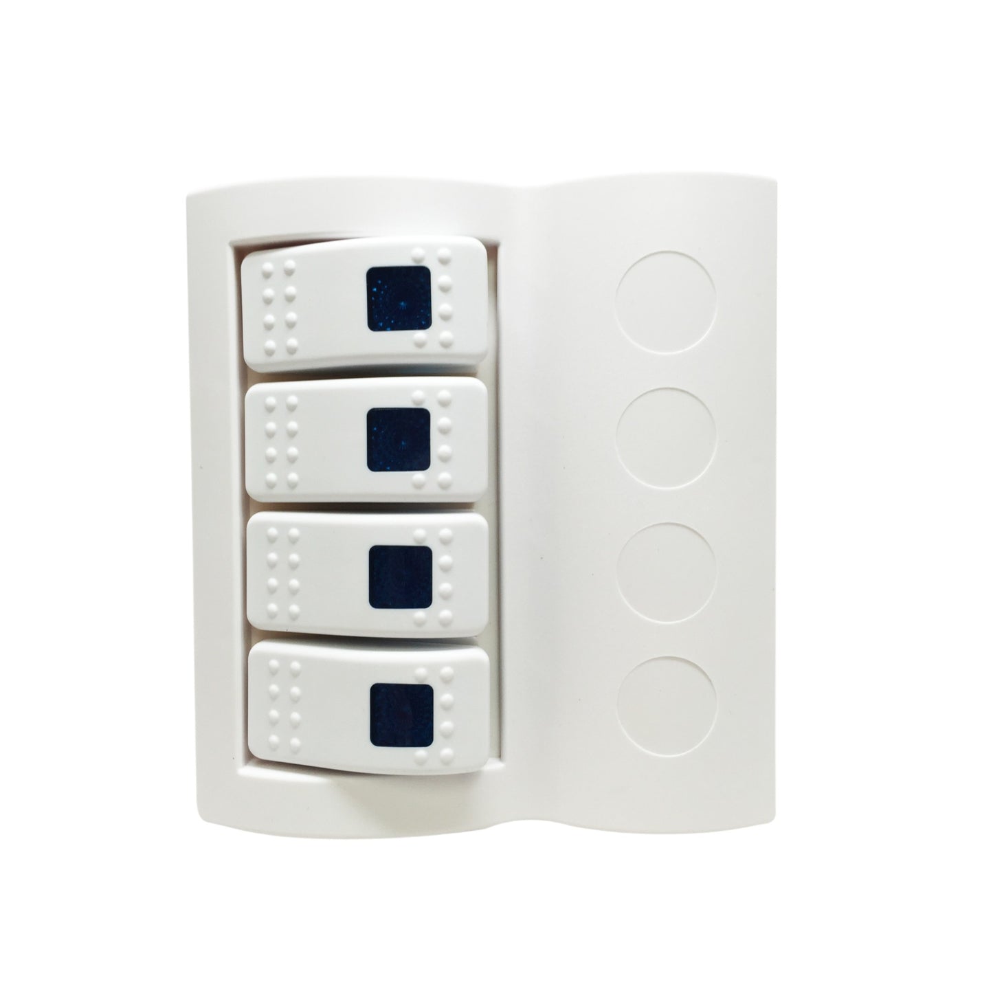 Pactrade Marine Boat Waterproof White Switch Panel 4 Gang Blue LED Rocker Circuit Breaker