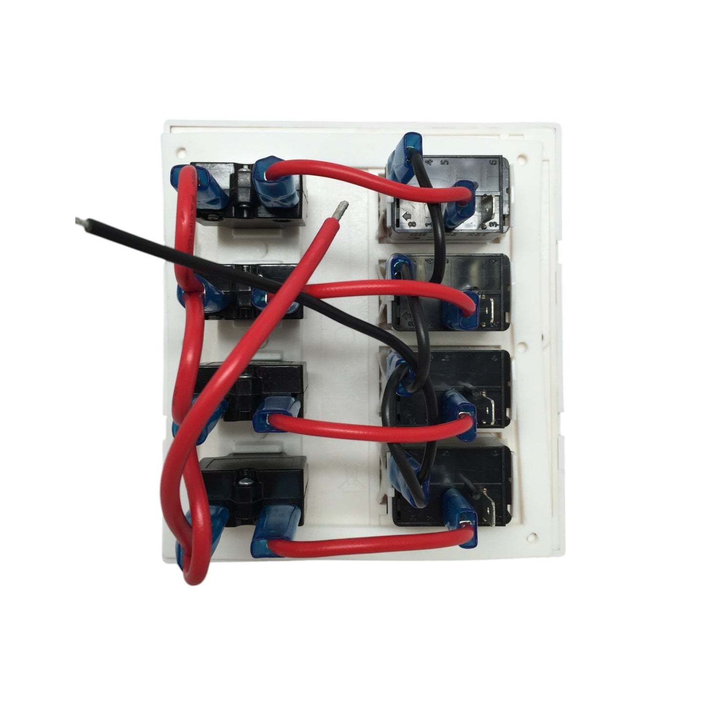 Pactrade Marine Boat Waterproof White Switch Panel 4 Gang Blue LED Rocker Circuit Breaker