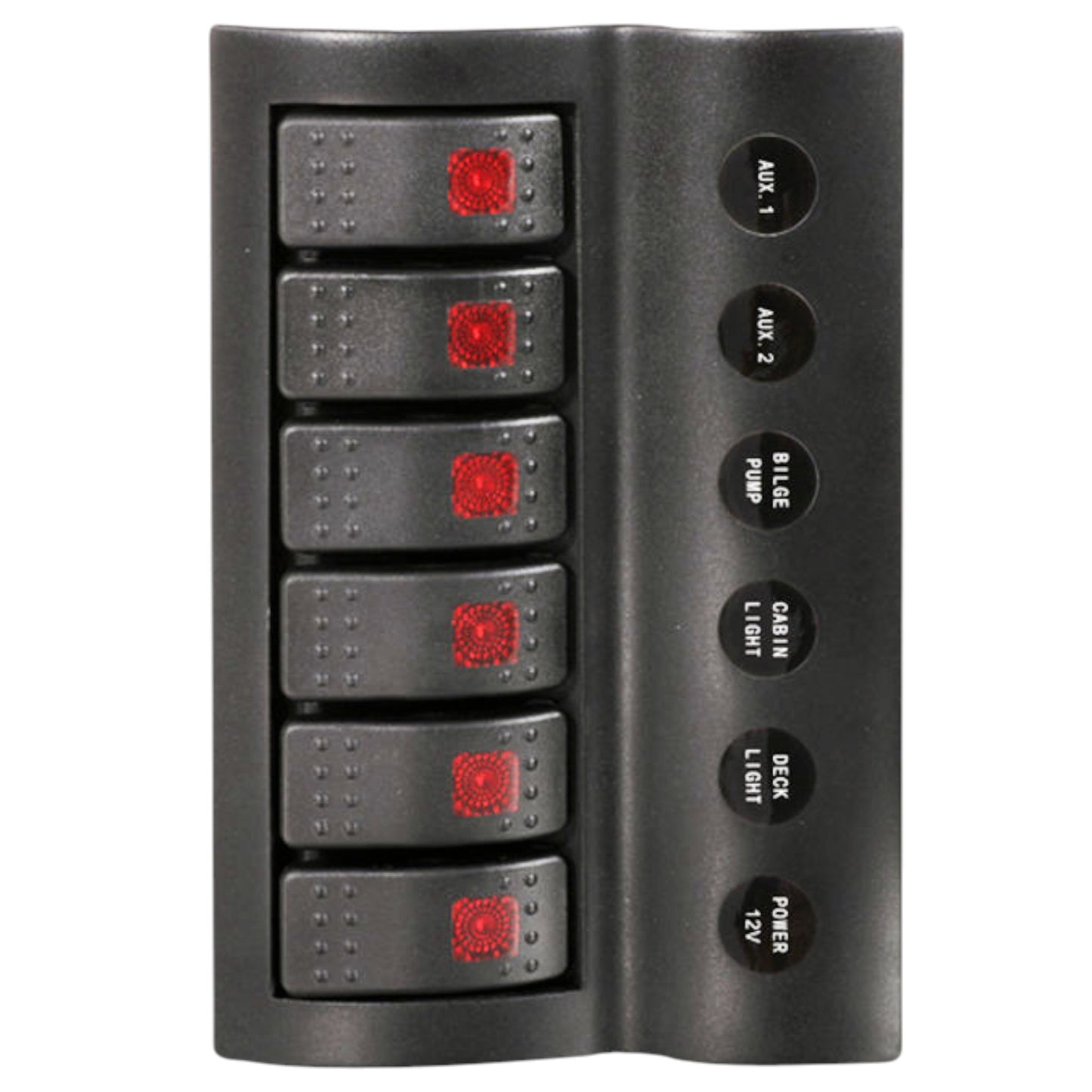 Pactrade Marine Boat Splashproof Switch Panel Circuit Breaker 6 Gang LED Indicator Rocker