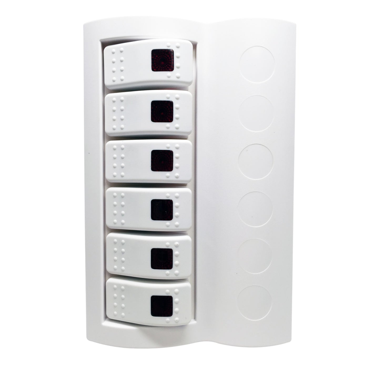 Pactrade Marine Boat Waterproof White Switch Panel Circuit Breaker 6 Gang Red LED Rocker