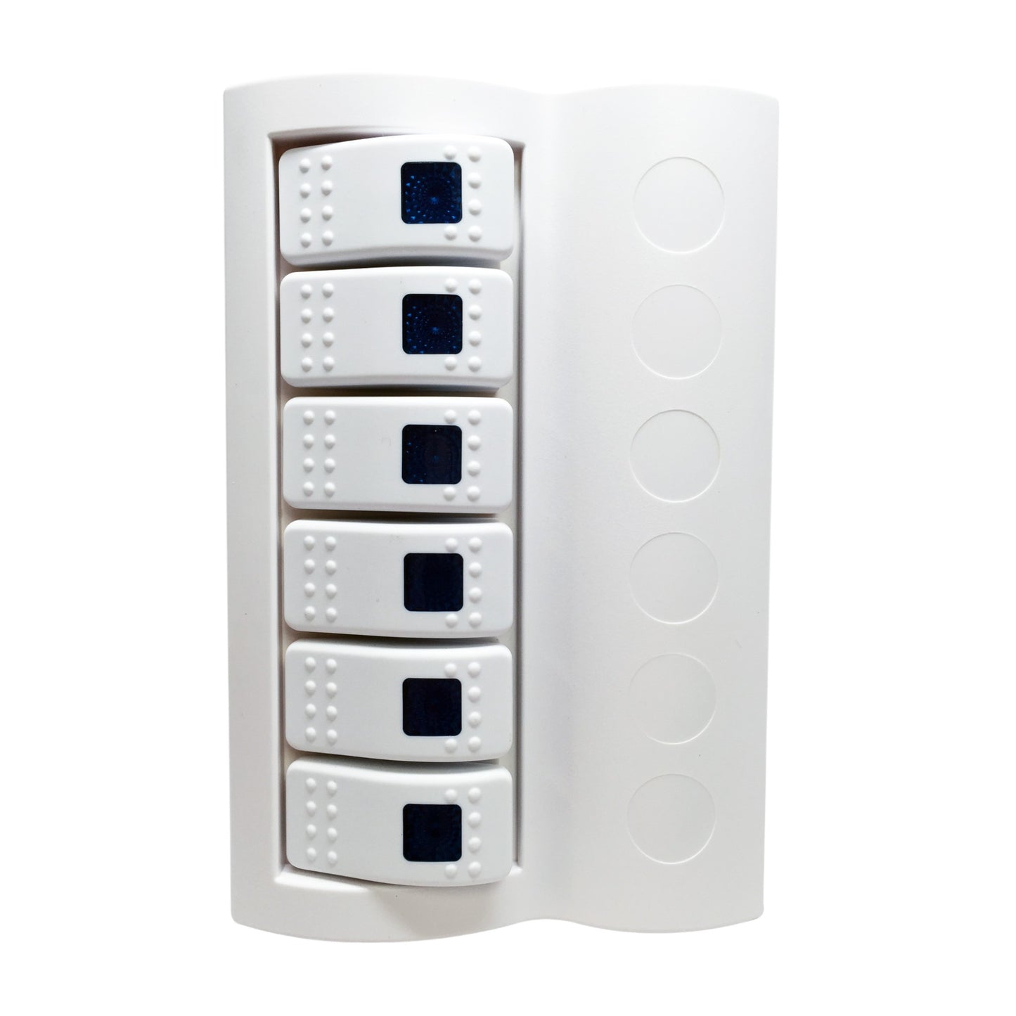 Pactrade Marine Boat Waterproof White Switch Panel Circuit Breaker 6 Gang Blue LED Rocker