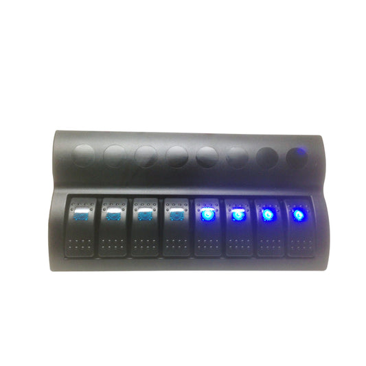 Pactrade Marine Details about Marine Boat Switch Panel 8 Gang With Blue LED Indicator Rocker Circuit Breaker