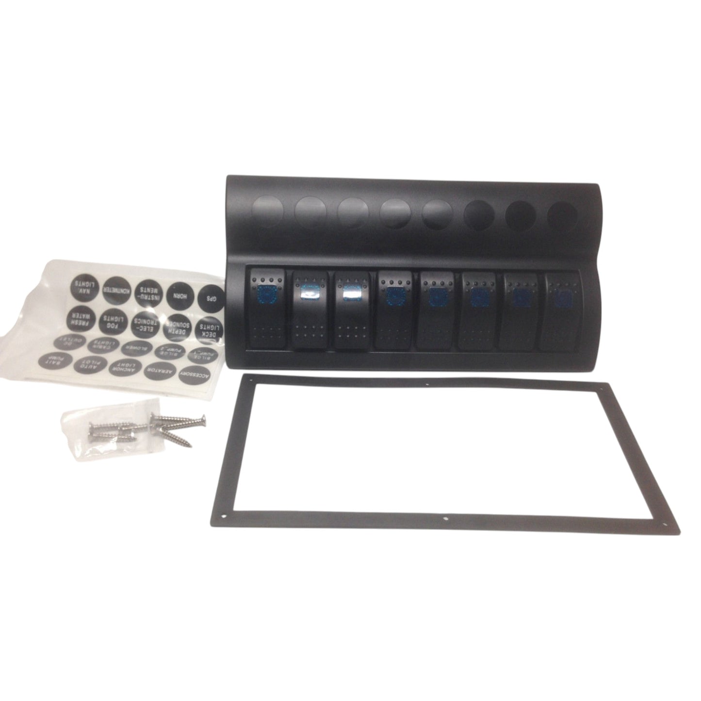 Pactrade Marine Details about Marine Boat Switch Panel 8 Gang With Blue LED Indicator Rocker Circuit Breaker