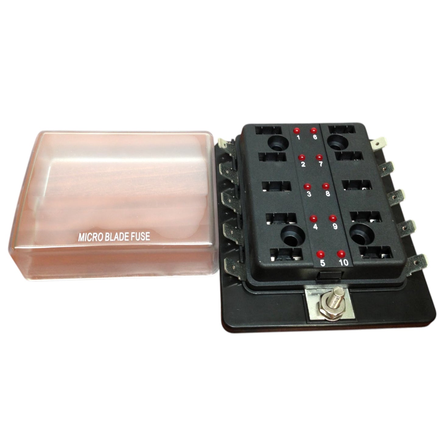 Pactrade Marine Micro Blade Fuse Block Holder LED Indicator Marine Boat 10 Gang Patent 6775148