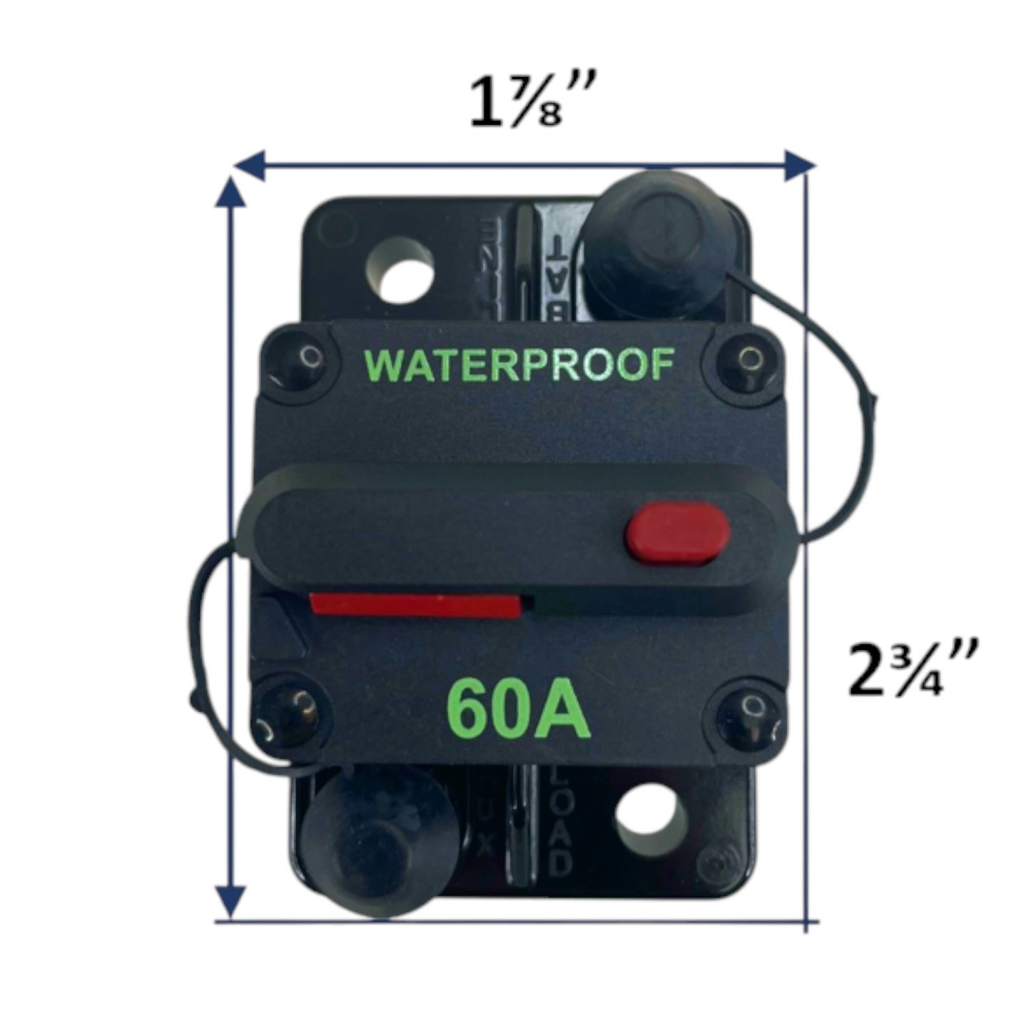 Pactrade Marine Boat Auto Battery Trailer RV Trolling Motor Bus High-Amp Circuit Breaker 12-42V DC Maximum Black Waterproof Manual Reset Button UL Rated Electrical Switch Mount Cover (60 Amp)
