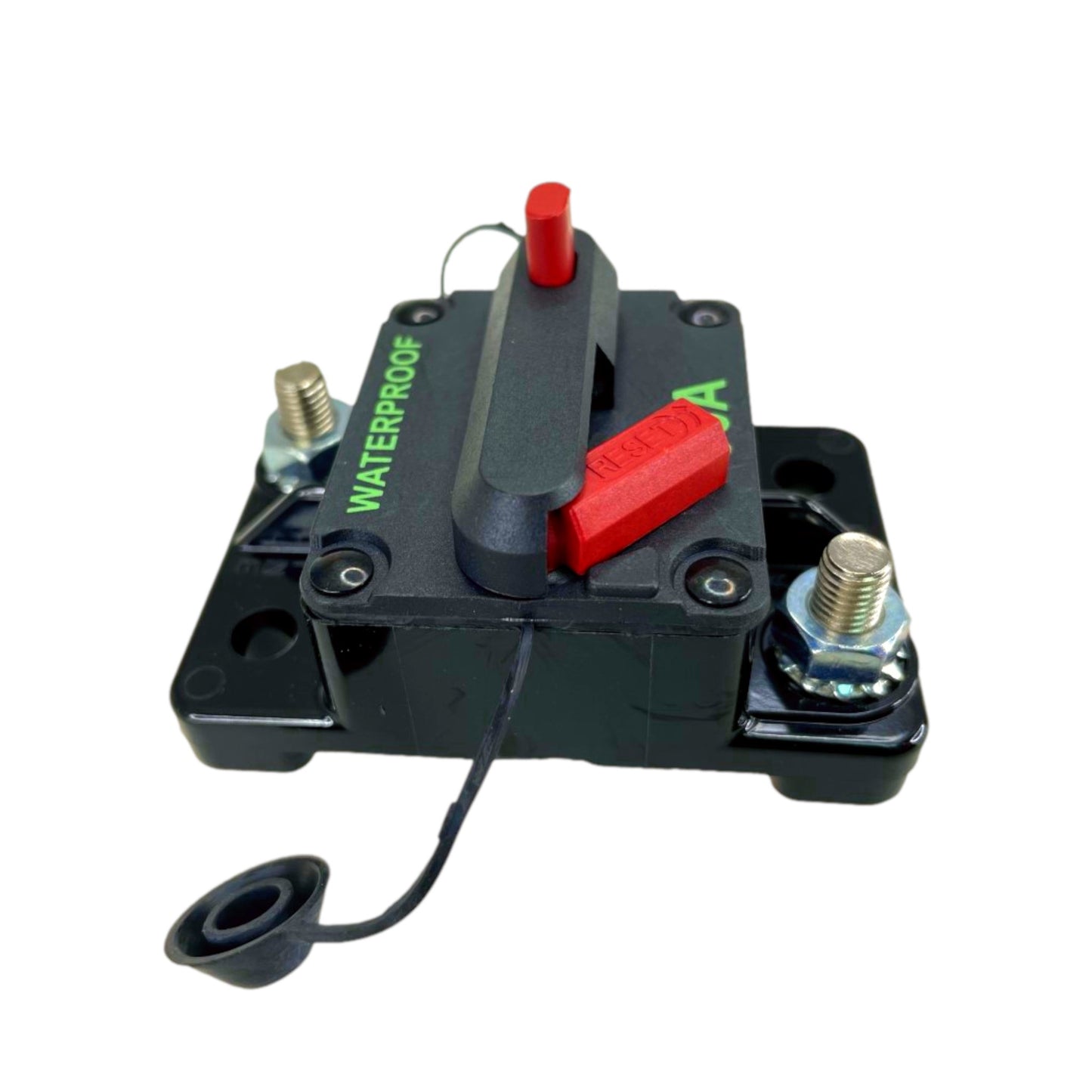 Pactrade Marine Boat Auto Battery Trailer RV Trolling Motor Bus High-Amp Circuit Breaker 12-42V DC Maximum Black Waterproof Manual Reset Button UL Rated Electrical Switch Mount Cover (100 Amp)