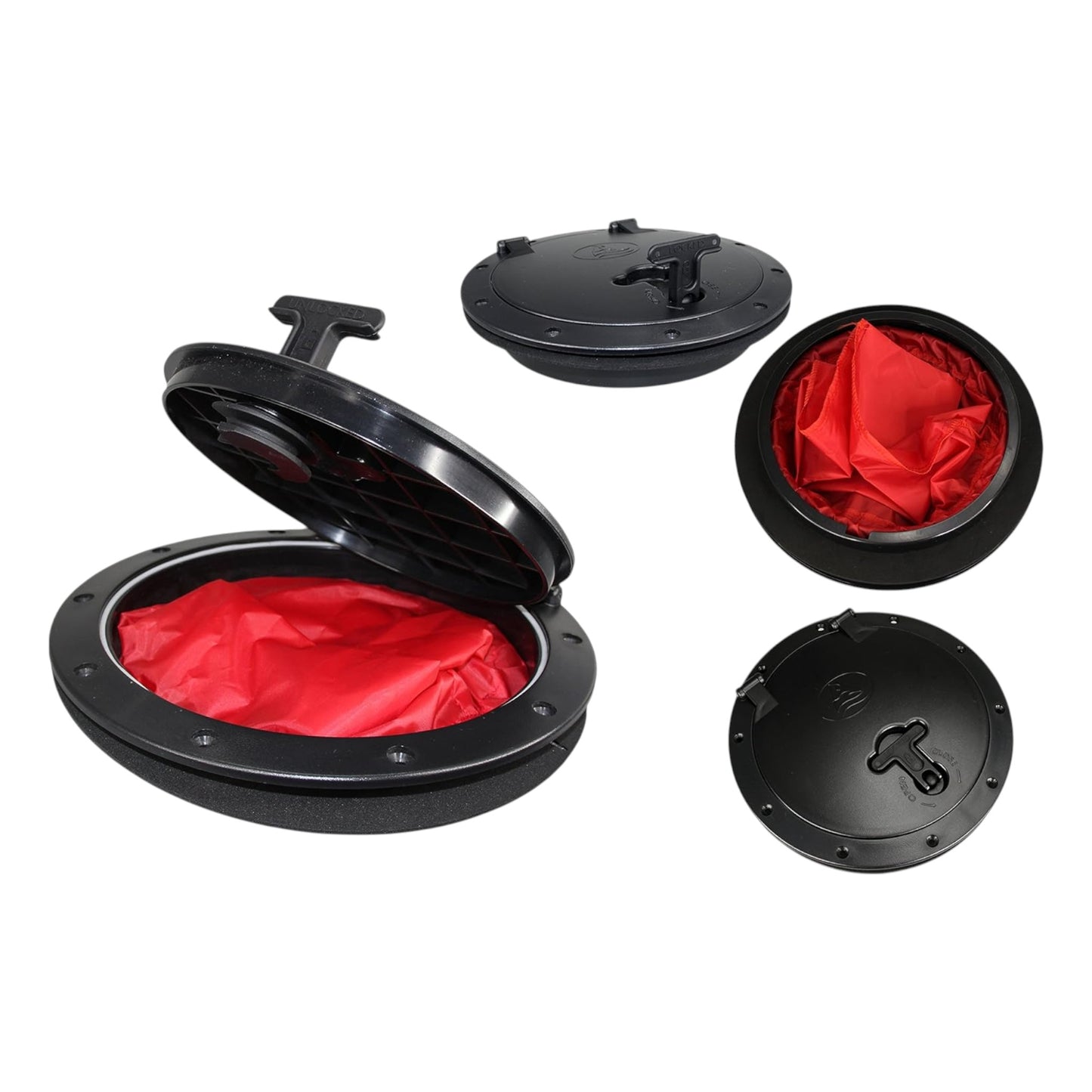 Pactrade Marine Boat Kayak Canoe Fishing Rigging Sailing Heavy Duty Black Plastic 8'' Waterproof Deck Plate Hatch Cover w/Storage Bag Lock Design
