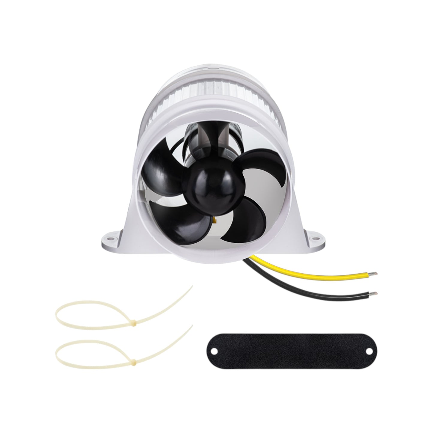 Pactrade Marine Turbo In-Line Blower Fan - 4 Inch Inline Fan (White) - 200 CFM, 12V DC - Compact, Waterproof Bilge Blower for Boats, RVs, Off-Grid, Limited-Space Systems