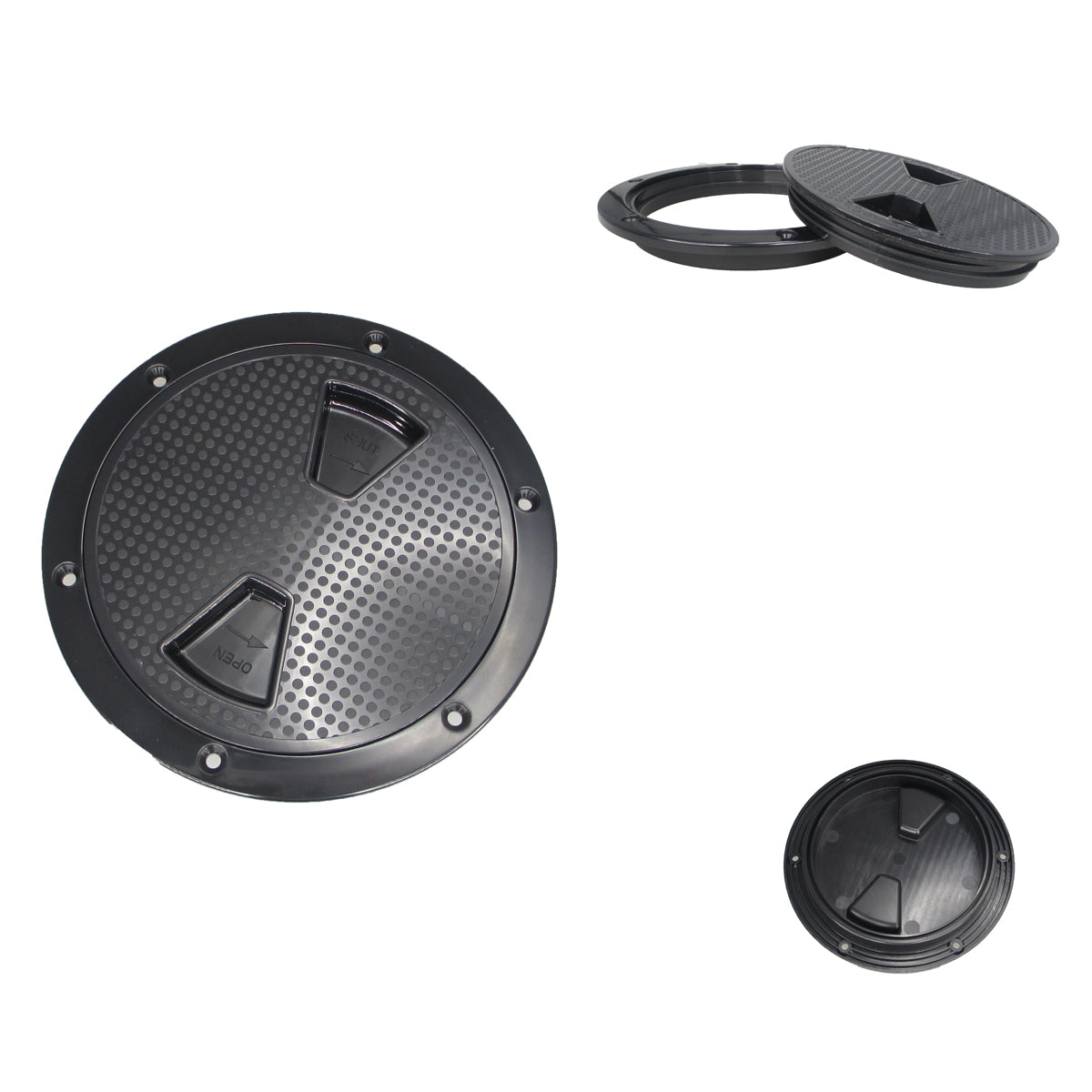 Pactrade Marine RV Heavy Duty Black Plastic 6'' Twist-N-Lock Waterproof Deck Plate Inspection Hatch Circle Center