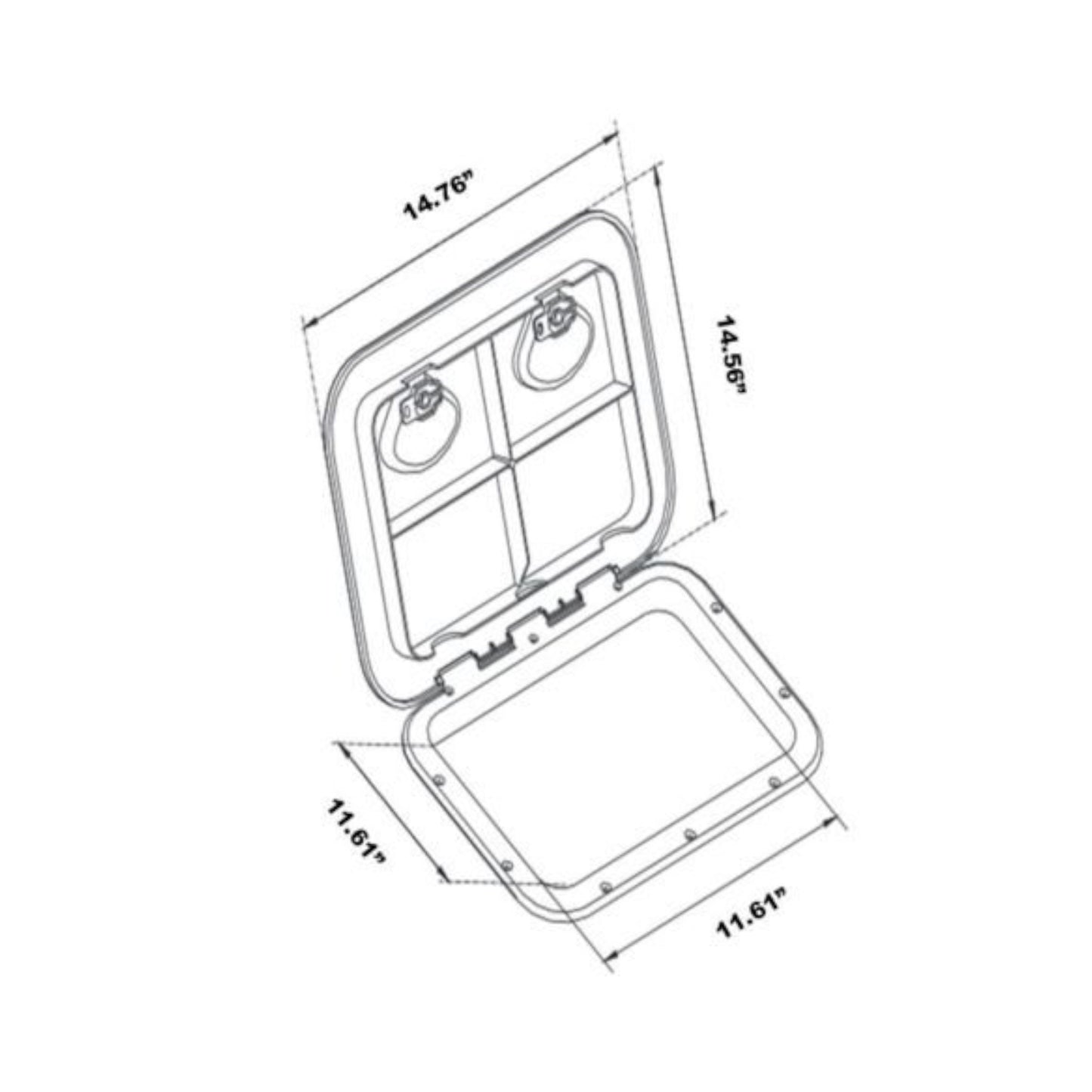 Pactrade Marine Boat Deck Access Hatch & Lid 14-3/4" x 14-1/2", White, 370mm x 375mm