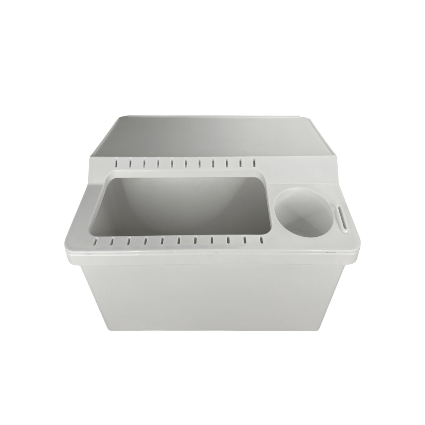 Pactrade Marine Kayak Boat White Storage Bin with 22 Fishing Baits and Lures Slots Gunwale Mounted Tackle Integrated Fillet Table Cutting Board Drink Can Knife Holders