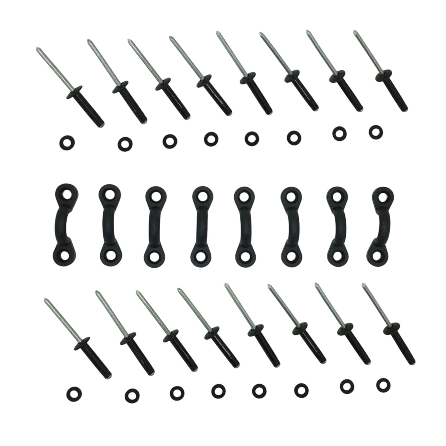 Pactrade Marine Durable Nylon Pad Eyes Set of 8 For Kayak Rafting With Black Aluminum Rivets