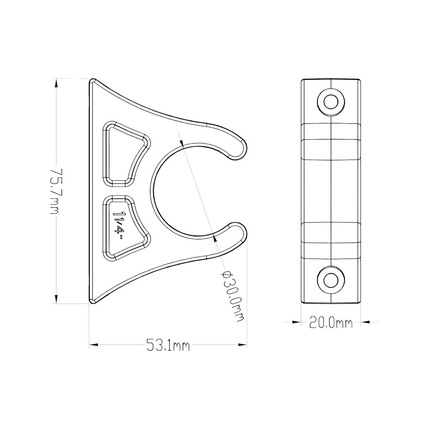 Pactrade Marine Boat Canoe Kayak Pair of Black Paddle Clips 1 1/8" Diameter