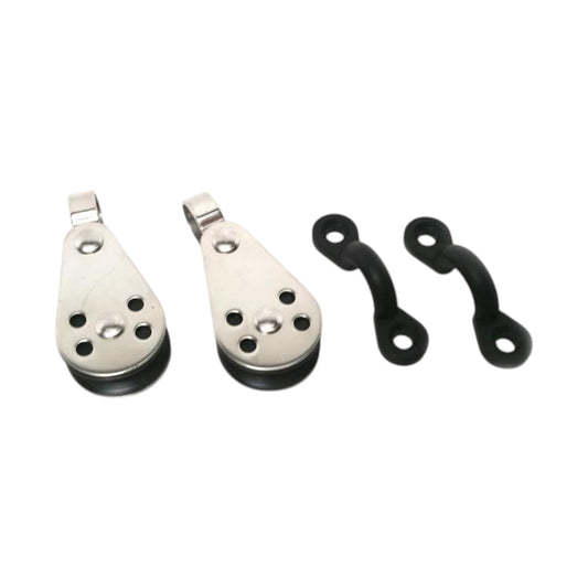 Pactrade Marine Kayak Canoe Boat 2 Pulley Blocks and Pad Eyes Anchor Trolley Kit