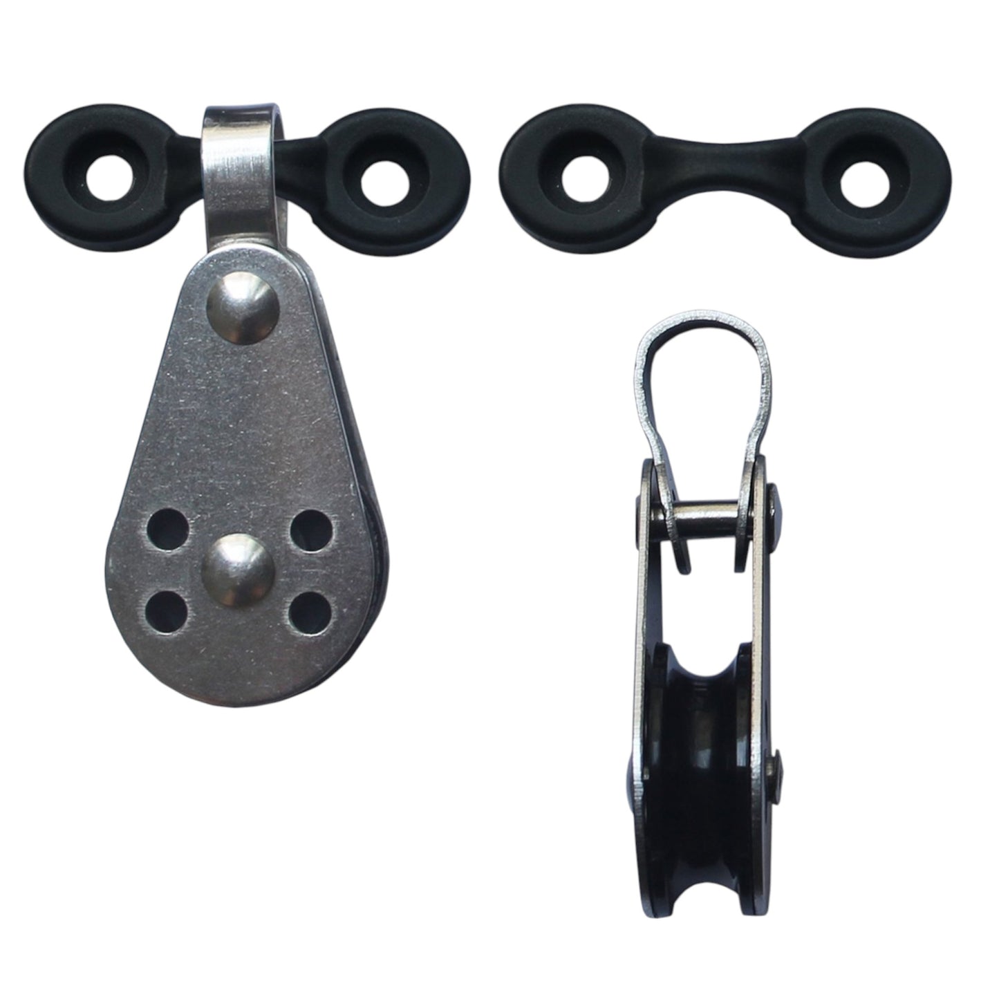 Pactrade Marine Kayak Canoe Boat 2 Pulley Blocks and Pad Eyes Anchor Trolley Kit