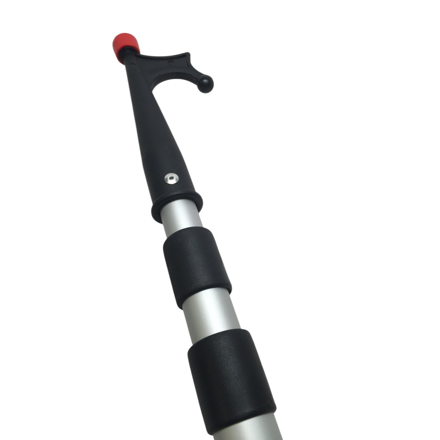 Pactrade Marine Anodized Aluminum Telescopic Kayak Boat Hook Dock Docking Extend Sections Adjustable Extendable Length Plastic PC Red Tip Non-Slip Black Locking Vinyl Mechanism Ring Handles