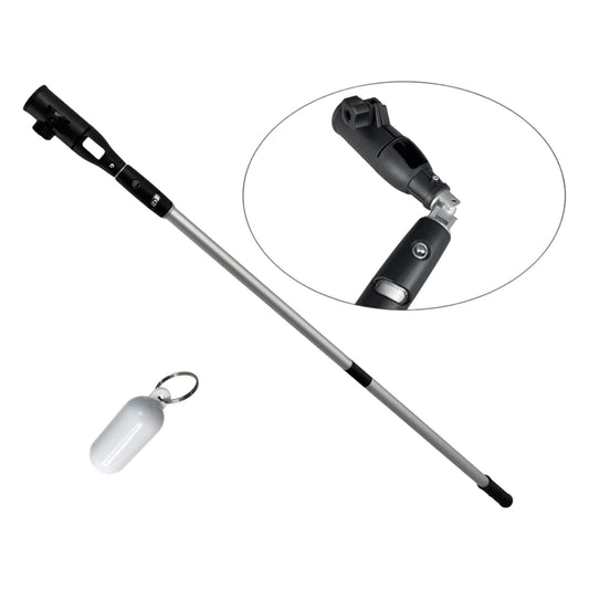 Pactrade Marine Boat Trolling Motor Telescopic Outboard Engine Extension Rubber Handle Anti-Slipping Grip PP Polypropylene Anodized Aluminum 35"-54" Snap Adjustable Top Screw Black Angled Twist-Lock