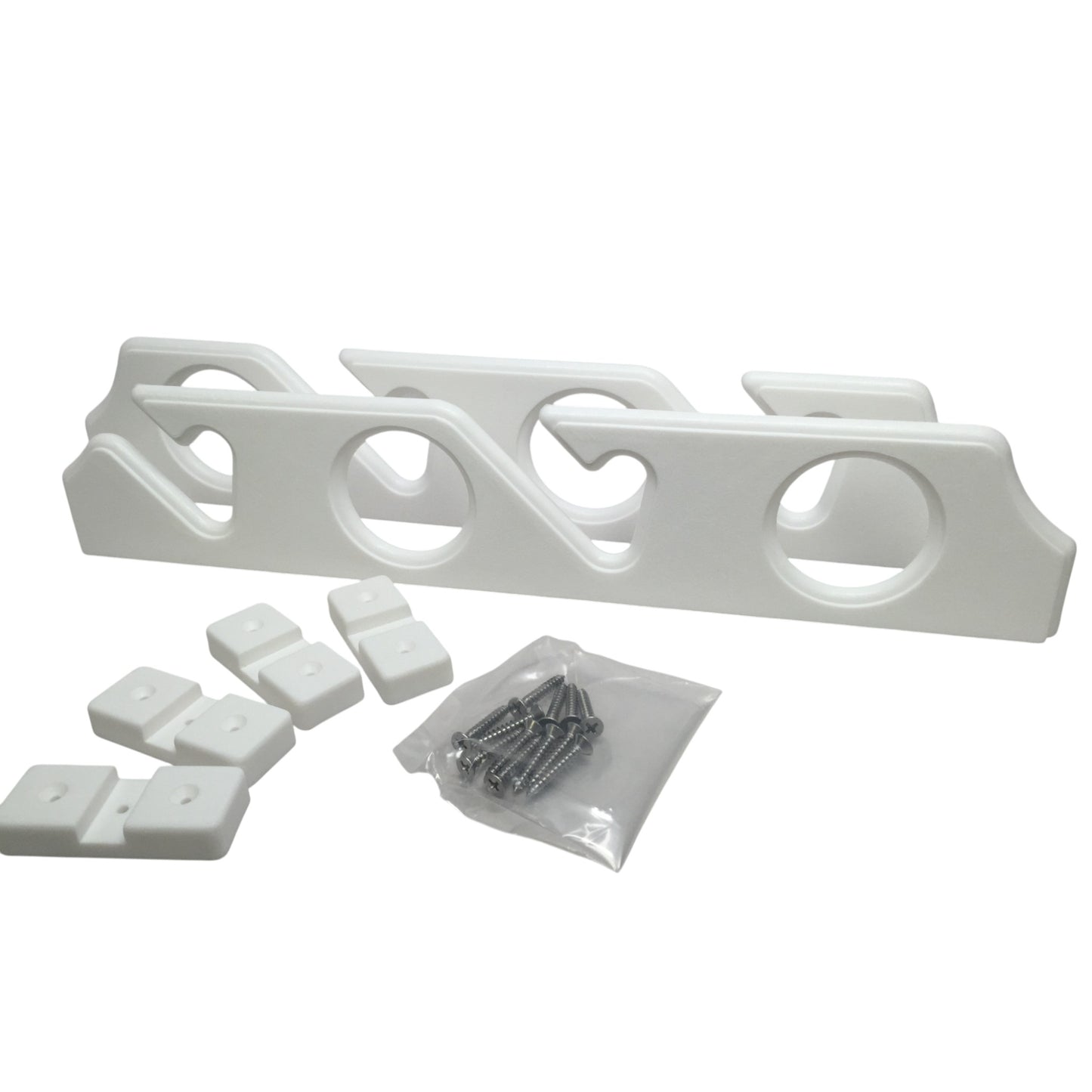 Pactrade Marine Boat Pair of White Poly Rod Racks 4 Rod UV Stabilized PE w/ SS Hardware