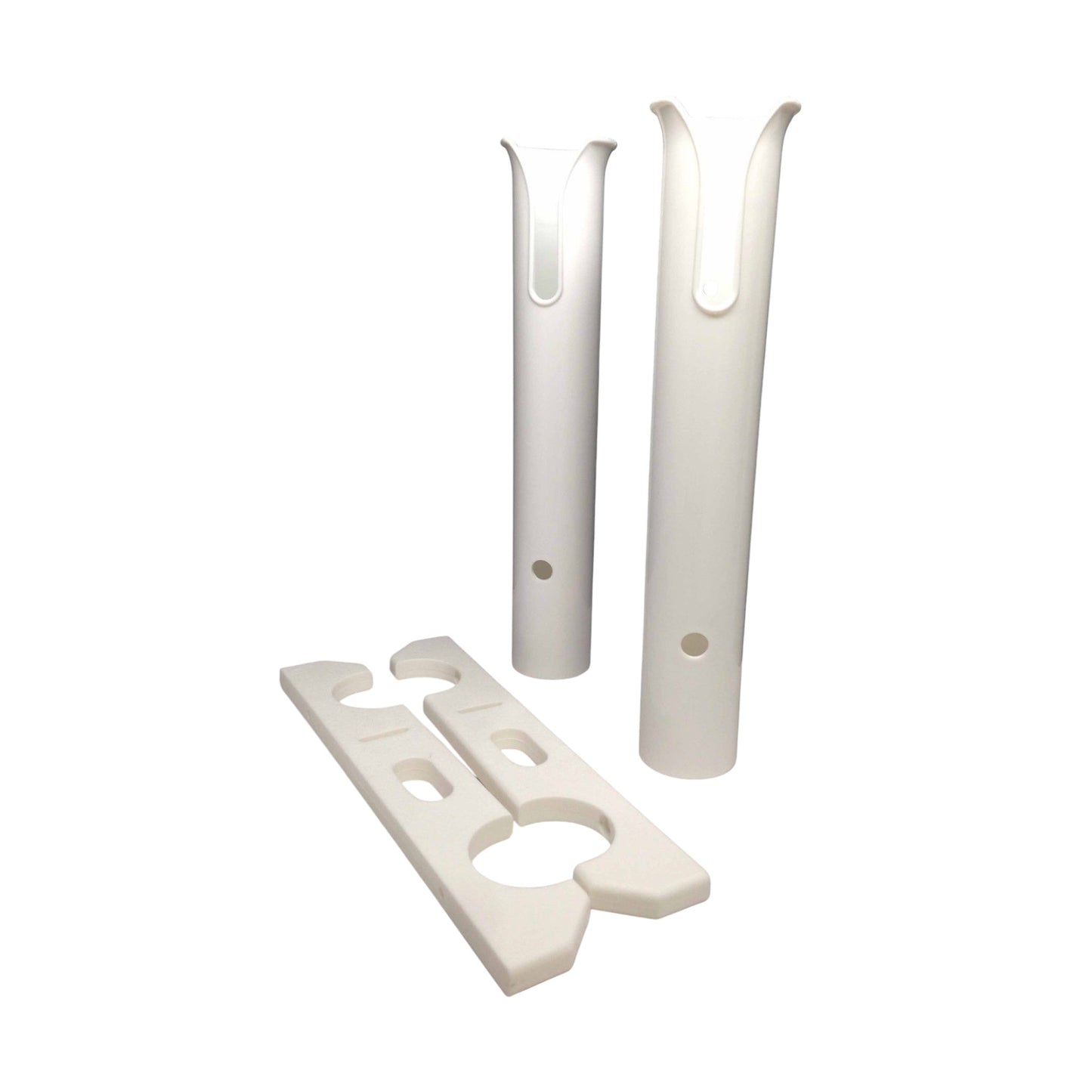 Pactrade Marine Boat White UV Stabilized Plastic Fishing Rod Holder Two Tube Dual