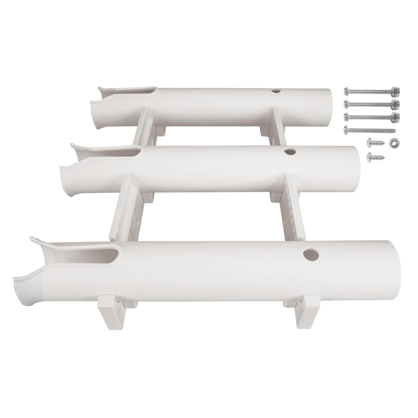 Pactrade Marine Boat UV Stabilized Plastic Fishing Rod Holder Three Tube, White