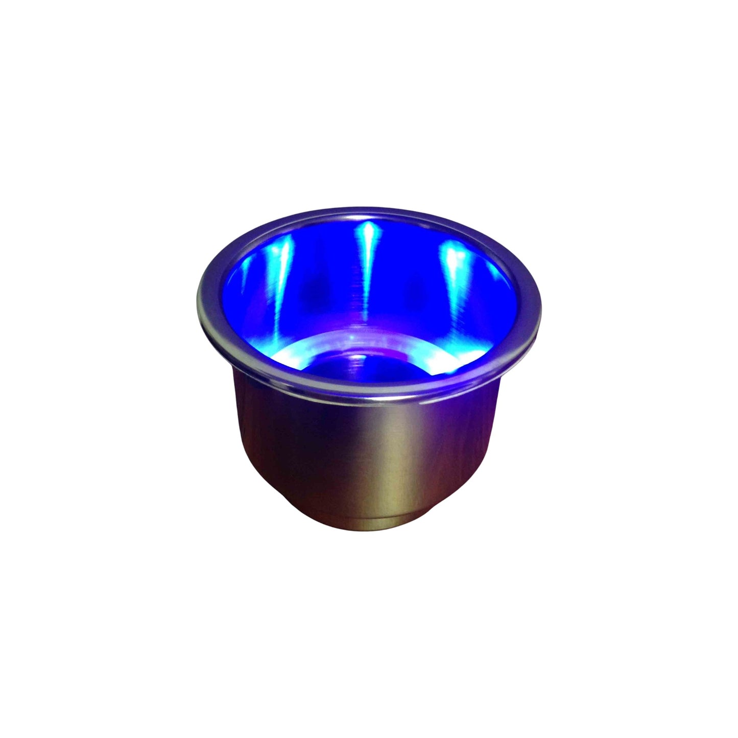 Pactrade Marine RV Marine Boat Stainless Steel 304 LED Blue Can Drinker Holder 3/8" Drain Tube