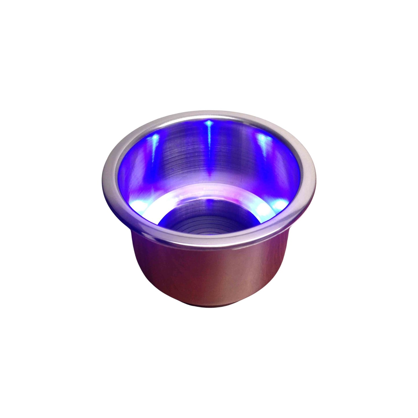 Pactrade Marine RV Marine Boat Stainless Steel 304 LED Blue Can Drinker Holder 3/8" Drain Tube