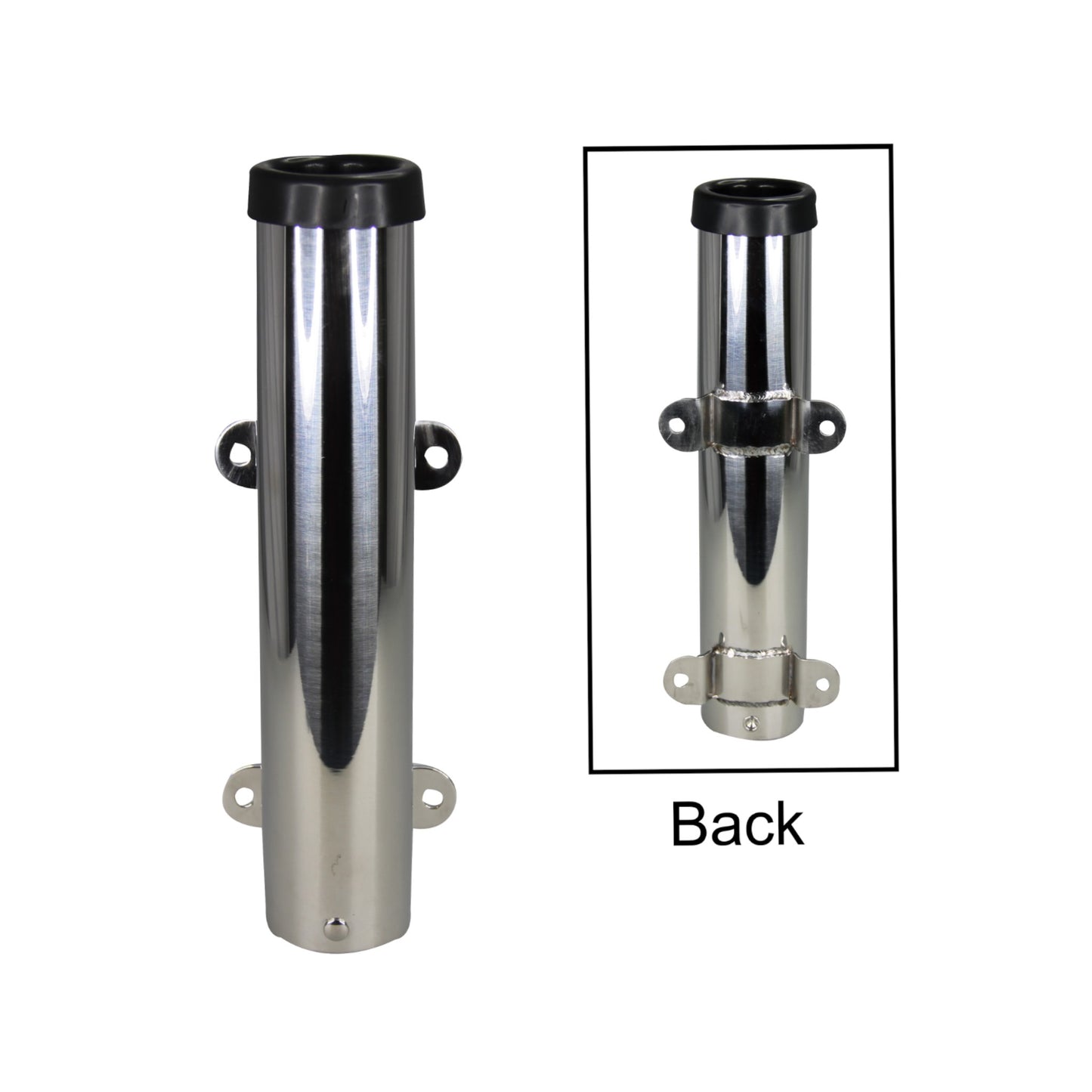 Pactrade Marine Side Mount Stainless Steel 304 Fishing Rod Holder with PVC Liner - Pressed Flange Mount for Marine Boat Yacht 10 Inch Tube