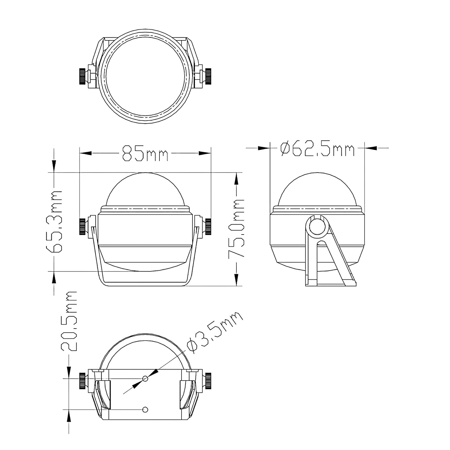 Pactrade Marine Boat Sports 2.25" D Compass with White Bracket Visible Luber Line