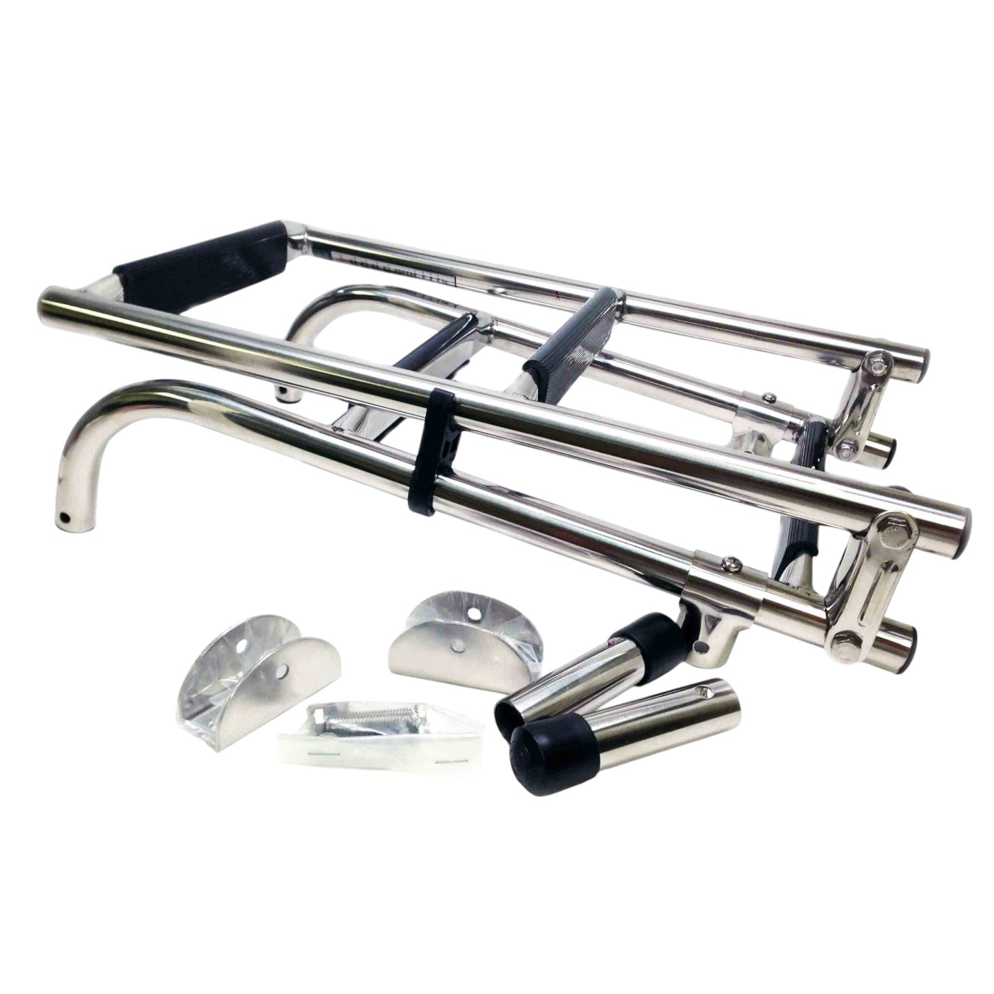 Pactrade Marine Boat Foldable Stainless Steel 4 Steps Ladder Stern Mount With Rubber Grips