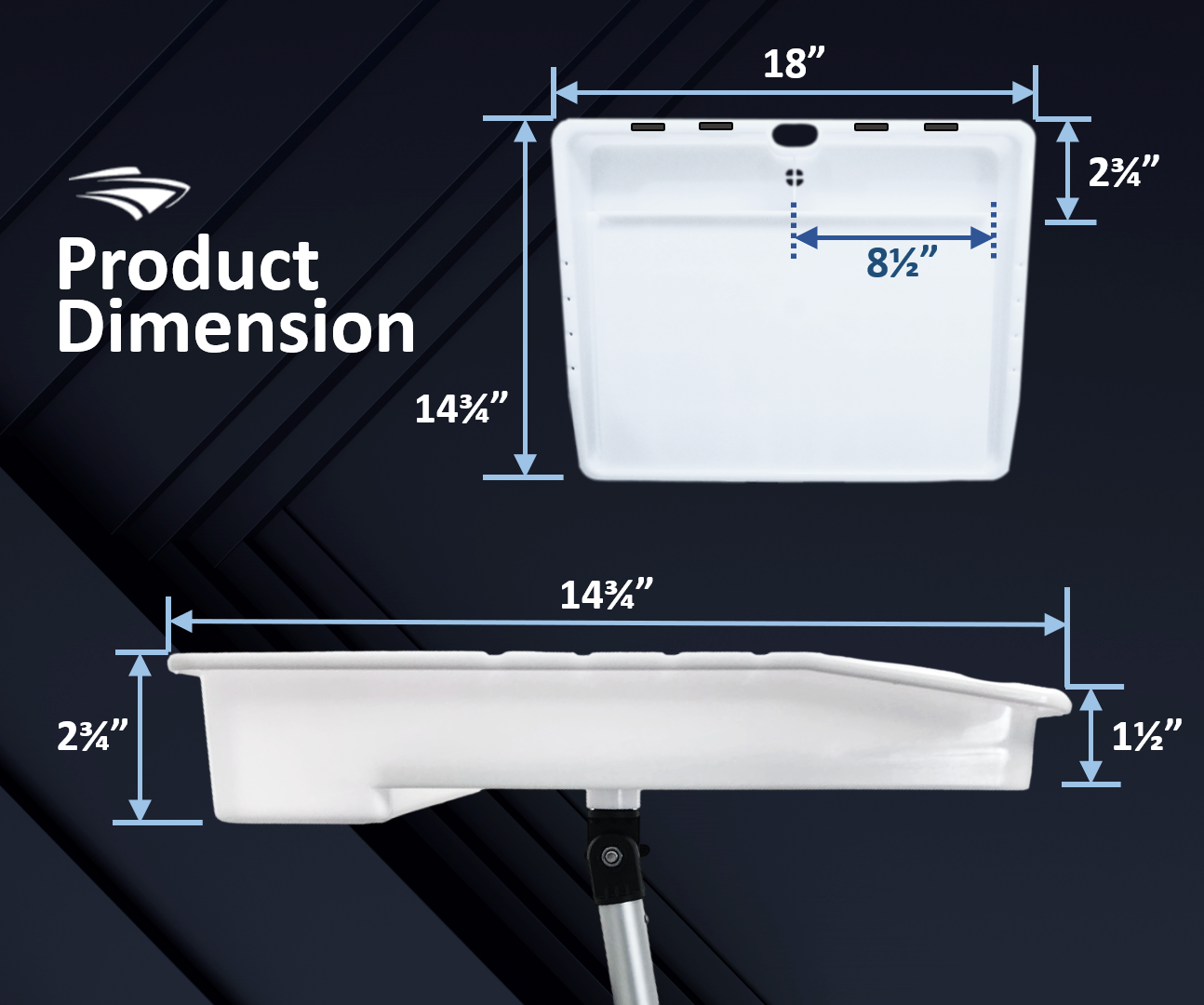 Pactrade Marine Fishing Fillet Table Cutting Board Rail White Bait Knives Pliers Storage Compartment Drain Hole UV Stabilized (Rail Mount with Adjustable Angled Leg)