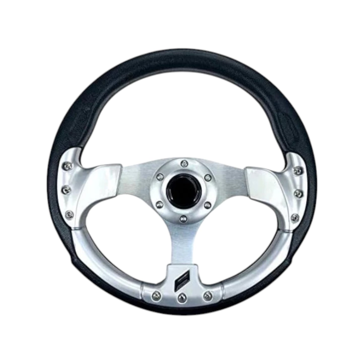 Pactrade Marine Boat Pontoon Non- Magnetic Steering Wheel Aluminum Frame Polyurethane (PU) Sleeves 3 Spokes 12-1/2" Diameter Aluminum Hub with 3/4" Tapered Bore