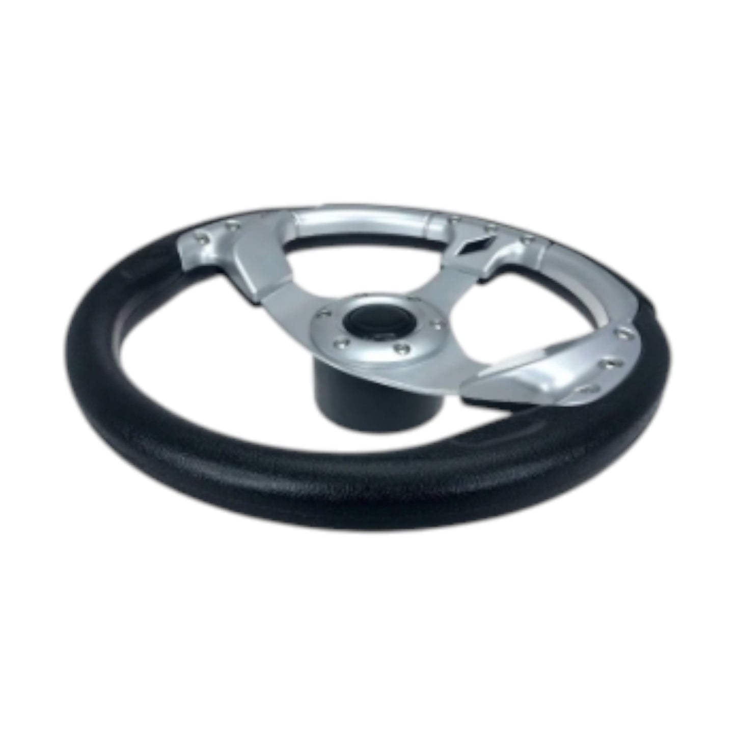 Pactrade Marine Boat Pontoon Non- Magnetic Steering Wheel Aluminum Frame Polyurethane (PU) Sleeves 3 Spokes 12-1/2" Diameter Aluminum Hub with 3/4" Tapered Bore