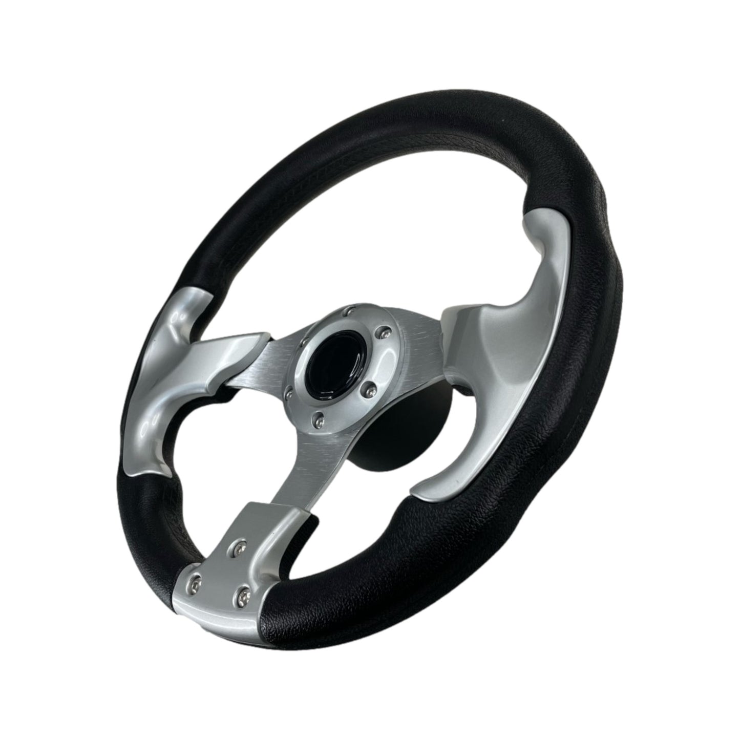 Pactrade Marine Boat Pontoon Non-Magnetic Steering Wheel Aluminum Frame Polyurethane (PU) Sleeves 3 Spokes 12-1/2" Diameter Aluminum Hub with 3/4" Tapered Bore (Silver, Silver Spokes)