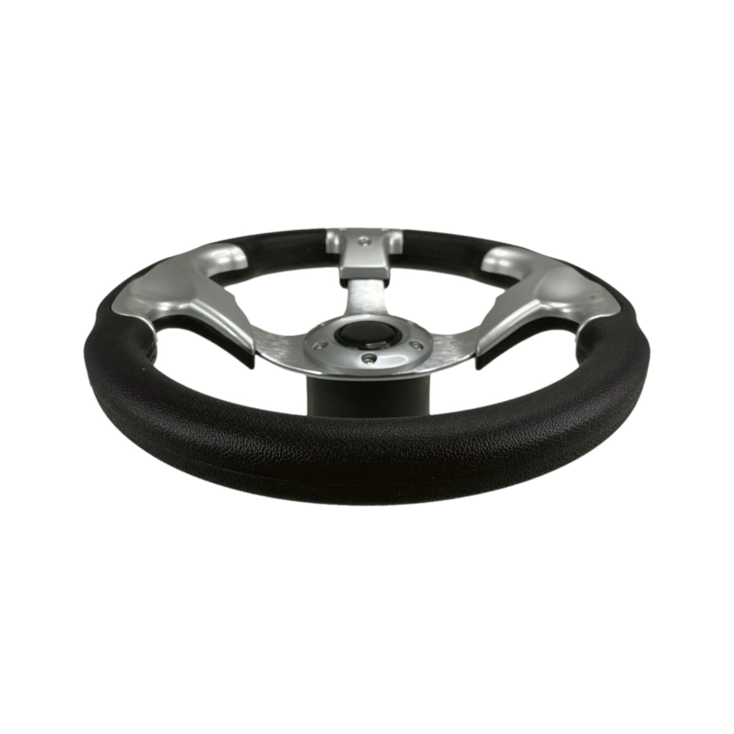Pactrade Marine Boat Pontoon Non-Magnetic Steering Wheel Aluminum Frame Polyurethane (PU) Sleeves 3 Spokes 12-1/2" Diameter Aluminum Hub with 3/4" Tapered Bore (Silver, Silver Spokes)