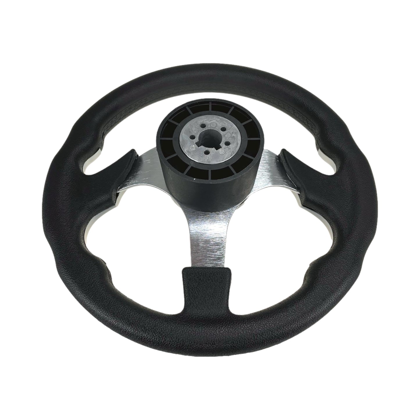 Pactrade Marine Boat Pontoon Non-Magnetic Steering Wheel Aluminum Frame Polyurethane (PU) Sleeves 3 Spokes 12-1/2" Diameter Aluminum Hub with 3/4" Tapered Bore (Silver, Silver Spokes)