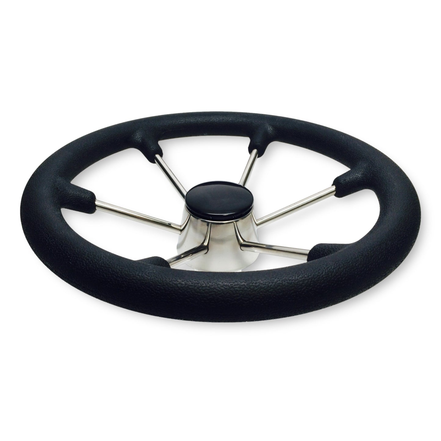 Pactrade Marine Boat SS304 Steering Wheel with Sleeve 6 Spoke, Black
